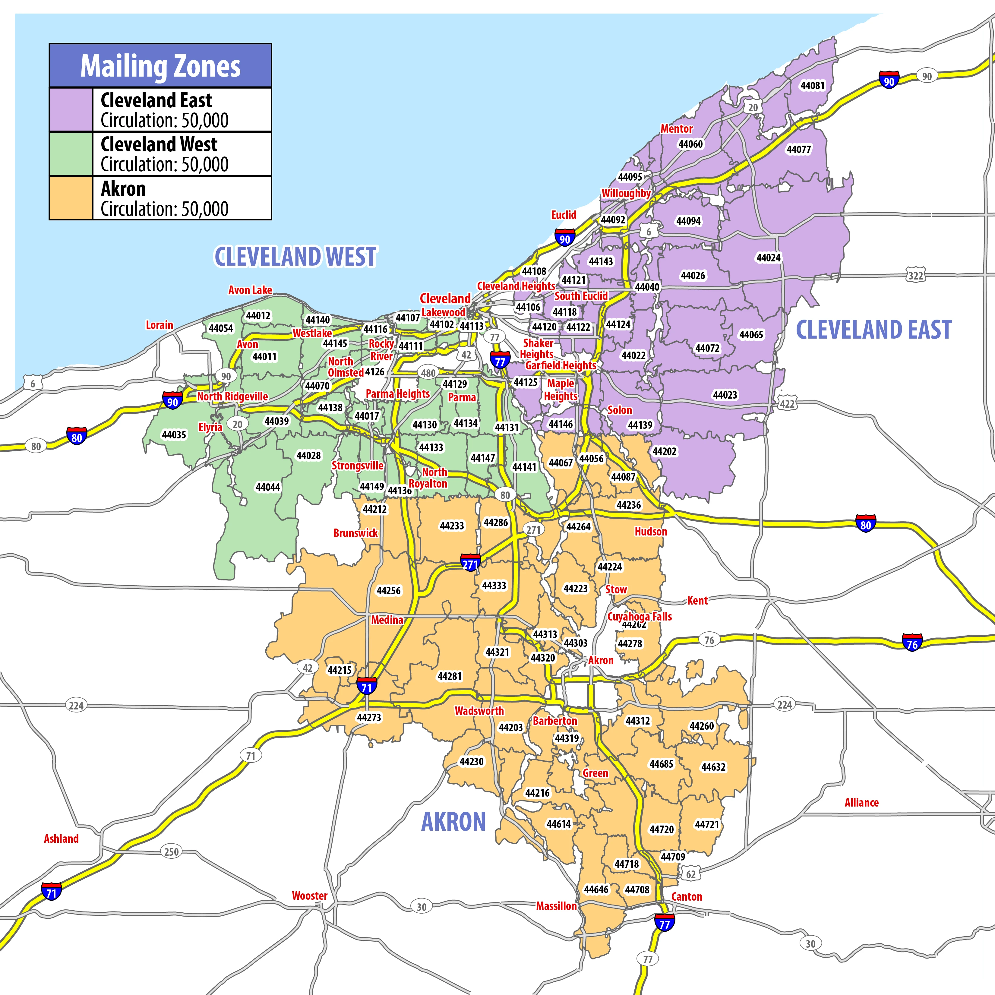 Map of RSVP Akron and Cleveland